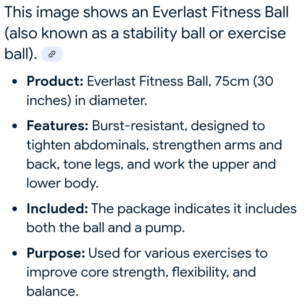 Everlast Blue Exercise Ball with Pump - Picture 3 of 3